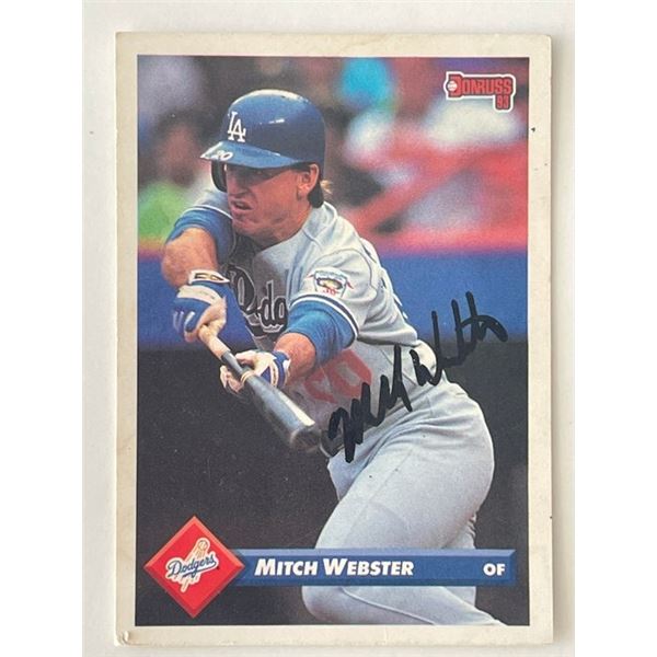 LA Dodgers Mitch Webster signed 1993 Donruss trading card