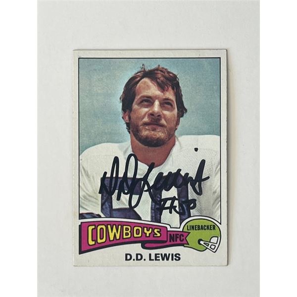 Dallas Cowboys D.D Lewis 1975 Topps #118 signed trading card