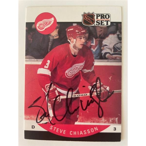 Detroit Red Wings Steve Chiasson 1990 Pro Set #69 signed trading card