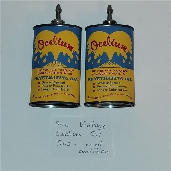 RARE VINTAGE OCELIOM OIL TINS (MINT CONDITION)