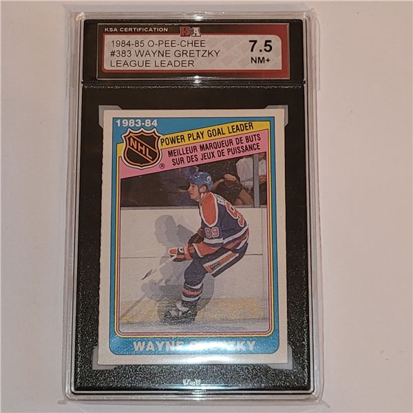 1984-85 O-PEE-CHEE #383 WAYNE GRETZKY LEAGUE LEADER (GRADED 7.5 NM+)