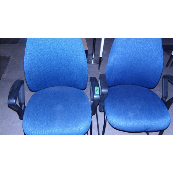 UNCLAIMED STORAGE:  2 - BLUE CLOTH WAITING ROOM CHAIRS