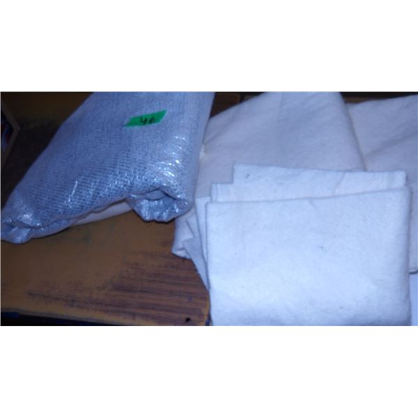 UNCLAIMED STORAGE:  BOX C/W 3 BUNDLES OF FABRIC (FEELS LIKE FLEECE) (2 WHITE & 1 SILVER)