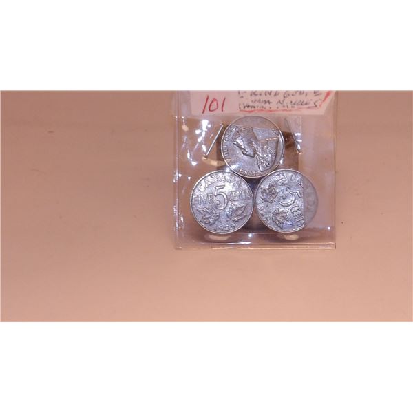 3 - CANADA KING GEORGE V NICKELS