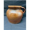 Image 3 : Brown Glazed Stoneware Jug w/ Handle & Maker's Mark 8" Dia, 7.5"H