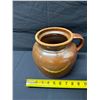 Image 8 : Brown Glazed Stoneware Jug w/ Handle & Maker's Mark 8" Dia, 7.5"H