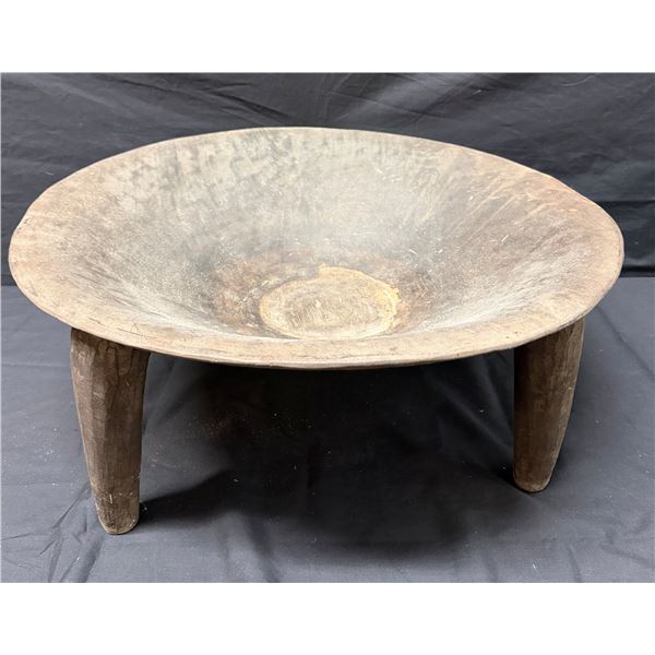 Wooden Pacific Island Footed Large Hardwood Kava Bowl 22.5" Dia, 8.5"H