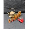 Image 2 : German Tea Set w/ Teapot Circa Late 20th C & 6 Italian Copper Measuring Cups w/ Maker's Mark