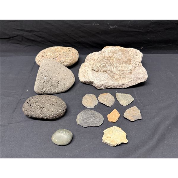 Multiple Lava Stones & Chert Flakes, Misc Types & Sizes
