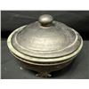 Image 1 : Late Qing Dynasty Scholar's Desktop Footed Incense Pot w/ Lid & Maker's Mark 5" Dia, 3.5"H