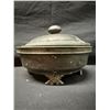 Image 3 : Late Qing Dynasty Scholar's Desktop Footed Incense Pot w/ Lid & Maker's Mark 5" Dia, 3.5"H