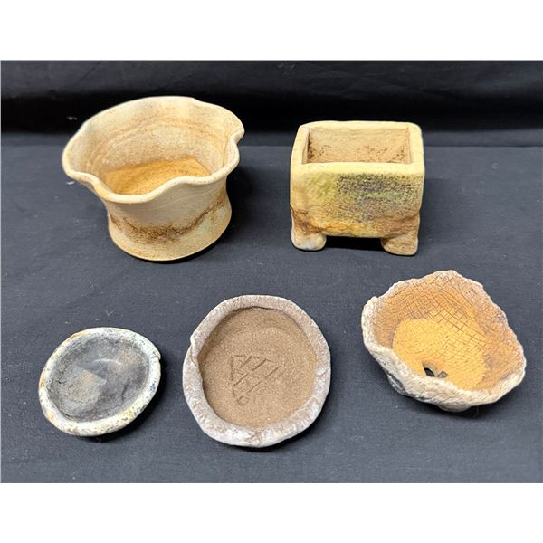 Qty 5 Ceramic Bonsai Accent Pots, Misc Shapes & Sizes
