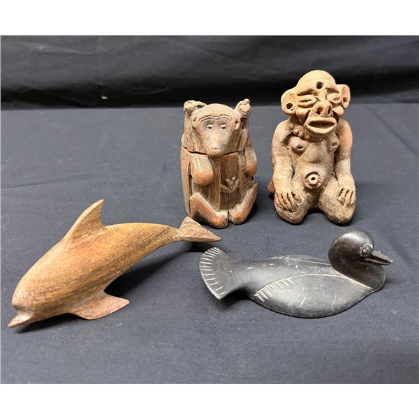 Qty 4 Carved Figurines incl. Monkey Tonkotsu