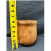 Image 10 : Carved Wooden Pot w/ Footed Base (Used as a Planter) 5.5" Dia, 6"H
