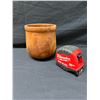 Image 2 : Carved Wooden Pot w/ Footed Base (Used as a Planter) 5.5" Dia, 6"H