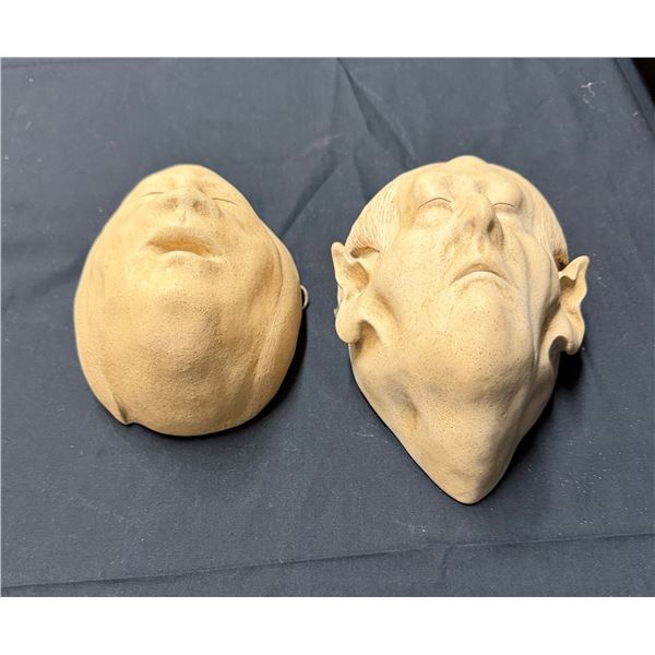 Qty 2 Clay Mask Wall Hangings, Misc Sizes