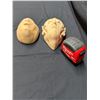 Image 2 : Qty 2 Clay Mask Wall Hangings, Misc Sizes
