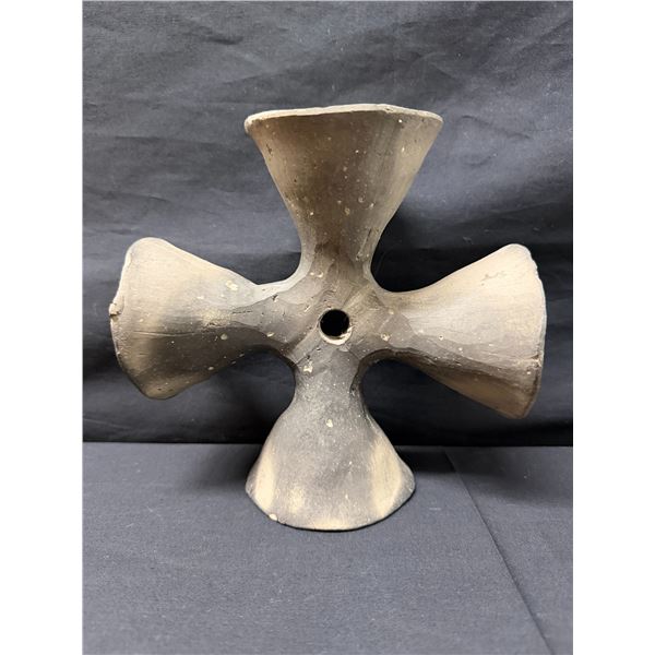 Vintage Mexican Black Pottery 4-Sided Wedding Bell 7" x 5"
