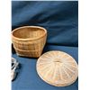 Image 4 : Multiple Wooden Bowls, Lidded Boxes, Woven Fiber Bowl, Japanese Spinning Top Game, etc Misc Sizes