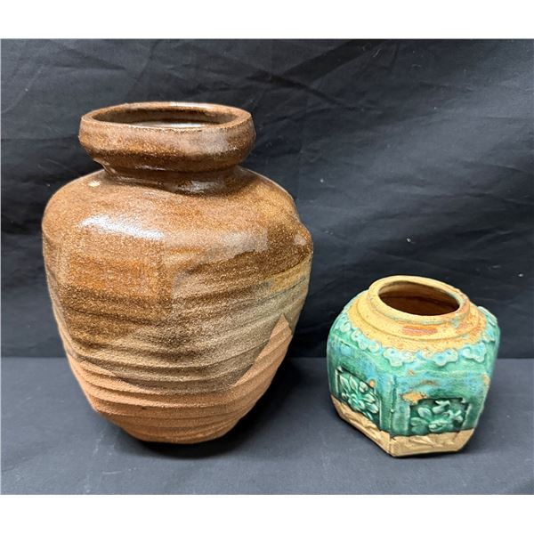 Qty 2 Jars: Late Qing Ginger Jar & Signed Mingei