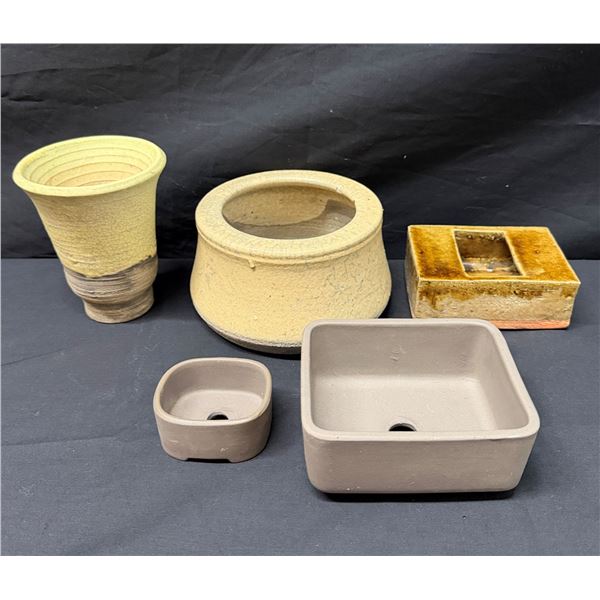 Qty 5 Ceramic Vessels: Bonsai Pots & Planters, Misc Sizes