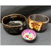 Image 1 : Qty 2 Ceramic Glazed Bowls & Ramekin Marked Handmade, Misc Sizes