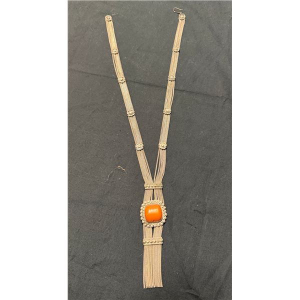Multi-Strand Baltic Amber Necklace w/ Tassel & Sterling Silver 925 Clasp 34"L
