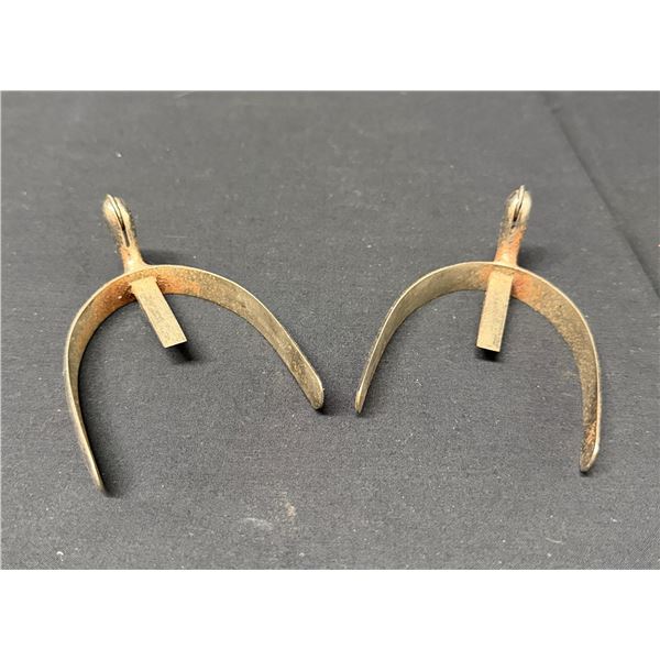 Qty 2 Miniature British Military Dress Spurs w/ Maker's Mark Circa 1900, 2.5"W