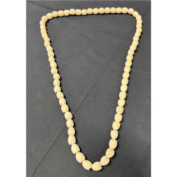 Vintage Bone Pikake Flower Bead Necklace 32"L