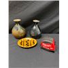 Image 2 : Qty 2 Late Qing Dynasty Stoneware Wine Bottles & Japanese Mingei Dish, Misc Sizes