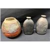 Image 1 : Volcanic Glazed Jar & 2 Greyware Flasks (1 w/ Maker's Mark), Misc Sizes