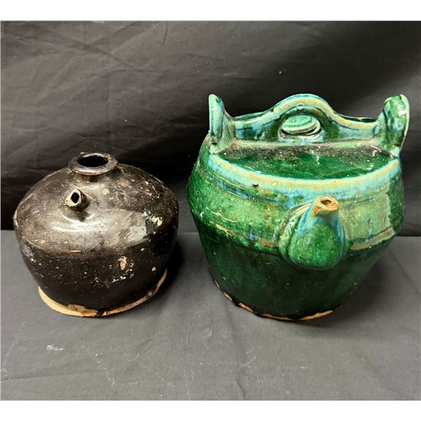 Chinese Shiwan Pottery Teapot Circa 19th-Century & Qing Dynasty Storage Jar, Misc Sizes