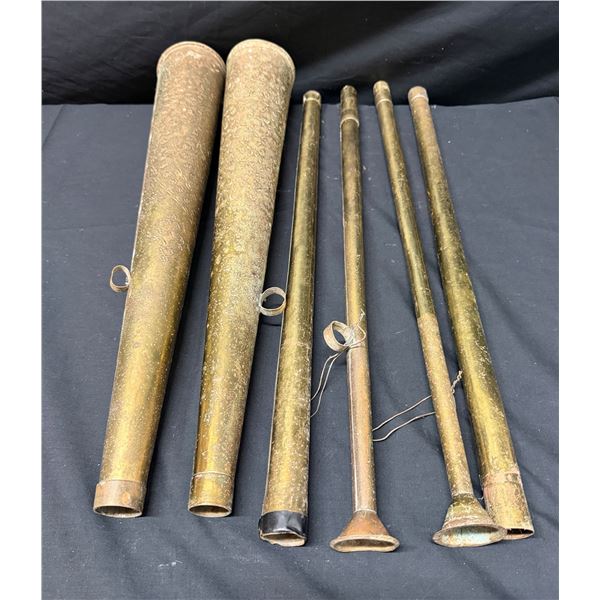 Qty 6 Antique Moroccan “Nafir” Telescoping Horns Approx. 20"L