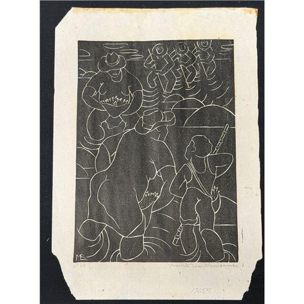 Marguerite Blasingame 1933 "Taro Patch" Linocut
