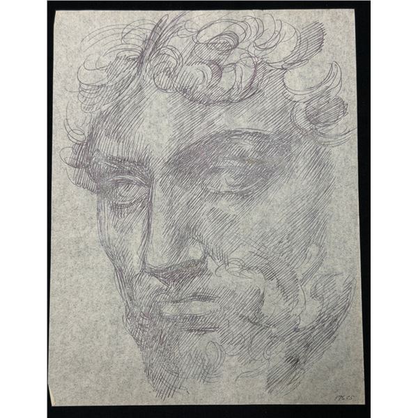 Val Ossipoff Renaissance Head Study, Bearded Face Front View