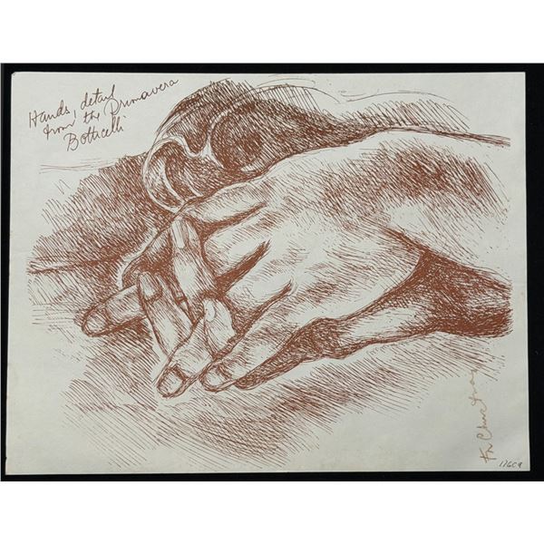 Sketch After Botticelli "Primavera", Clasped Hands Detail, 11" x 8.5"