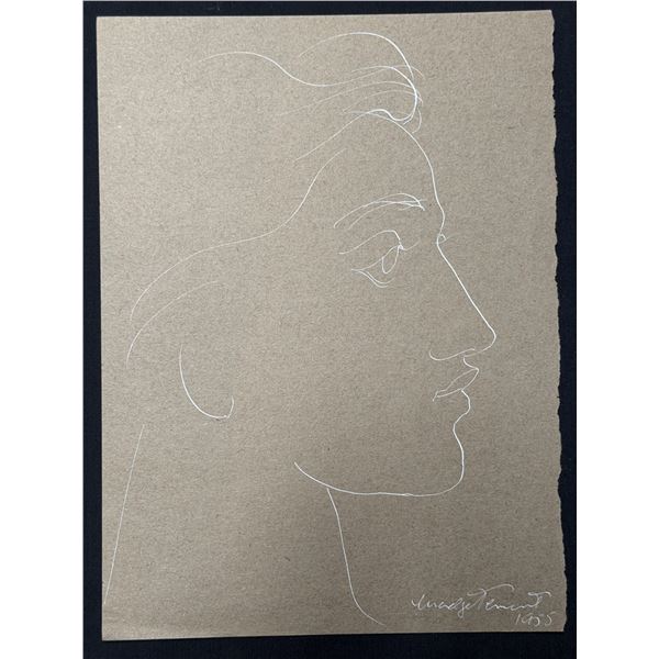 Signed Madge Tennent 1955 White Ink Portrait