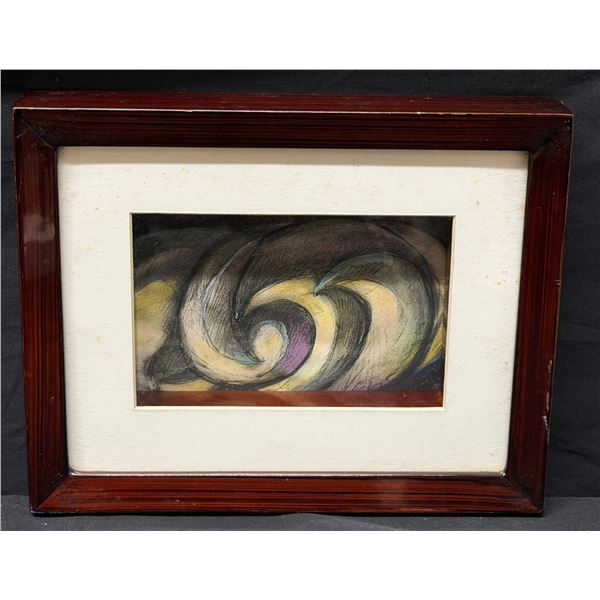 Abstract Wave Artwork w/ Artist Signature, 10" x 8", Wood Framed & Matted