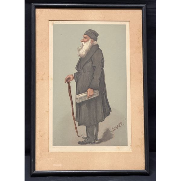 War & Peace Lithograph of Russian Author Leo Tolstoy, 12" x 18", Wood Framed & Matted