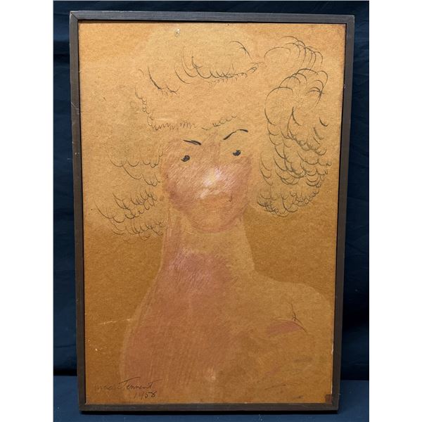 Signed Madge Tennent 1958 Portrait on Board