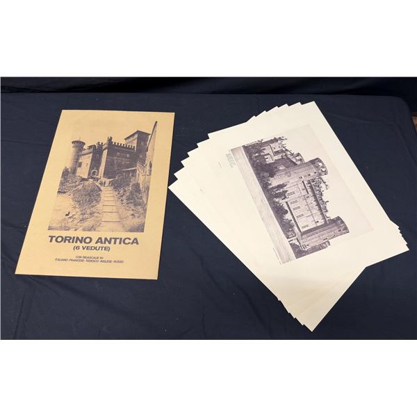 Folder of 6 Architectural Plates of Turin, Italy Titled TORINO ANTICA (6 VEDUTE) 13.5" x 19"