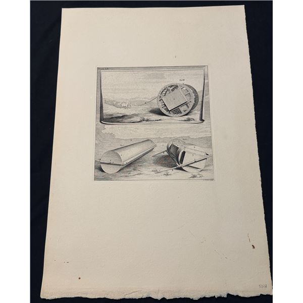 Planche LX Copperplate Engraving Artwork w/ Stamp Musee du Louvre, 15" x 22", Unframed