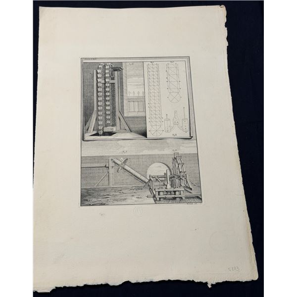 Planche LXII Copperplate Engraving Artwork w/ Stamp Musee du Louvre, 15" x 22", Unframed