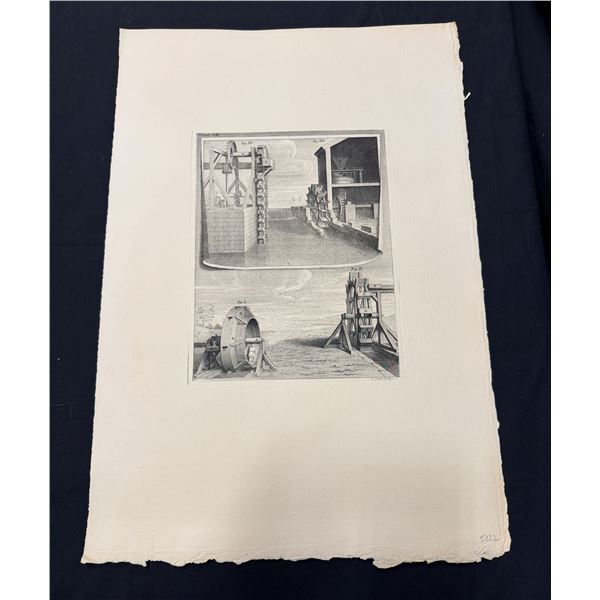 Planche LXI Copperplate Engraving Artwork w/ Stamp Musee du Louvre, 15" x 22", Unframed