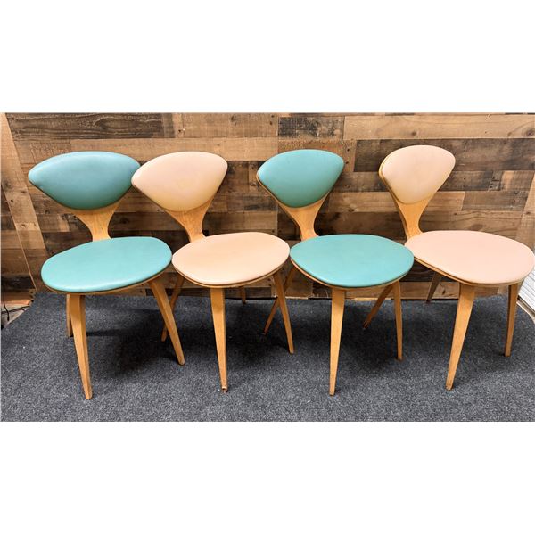 Qty 4 Norman Cherner Hourglass Side Chairs, Vinyl Seats