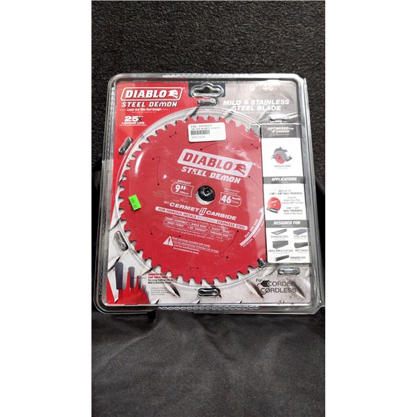 LAME DE SCIE DIABLO, 9 PO, 46 DENTS, ALÉSAGE 1 PO, POUR MÉTAUX FERREUX ET ACIER INOXYDABLE