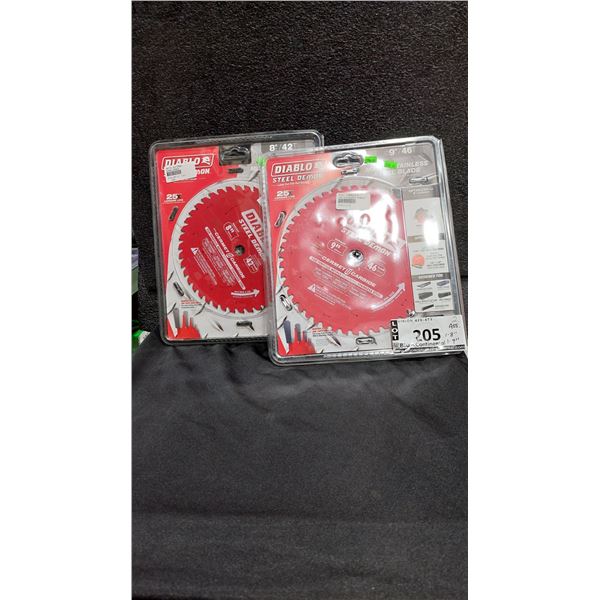 LOT DE 2 LAMES DE SCIE DIABLO ASSORTIES, 8 PO ET 9 PO