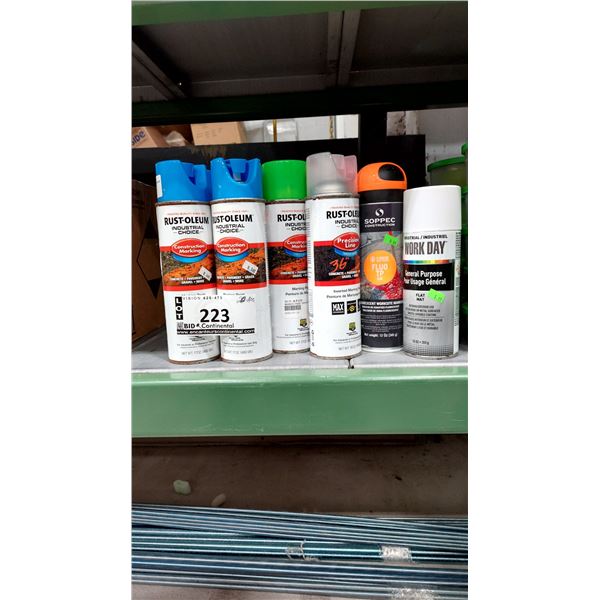 LOT DE 20 CANNES DE PEINTURE DE MARQUAGE ASSORTIES