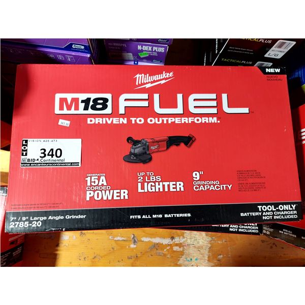 MEULEUSE D’ANGLE 7/9 PO MILWAUKEE M18 FUEL 2785-20, OUTIL SEULEMENT