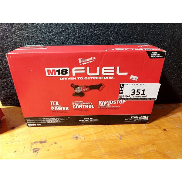 MEULEUSE À FREIN À VITESSE VARIABLE 4-1/2/5 PO MILWAUKEE M18 FUEL 2889-20, OUTIL SEULEMENT